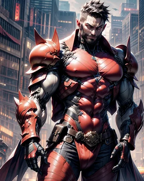 ((Muscular flat masculine male armored cybernetic chest))