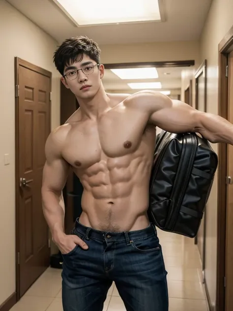 2 young handsome Chinese  guy cuddle，naked,  20yr old，school teacher ，wearing glasses ，hallways，The dick is handsome，musculous, strong sport body, muscular hairy bodies， dark skin,  Sexy police （Fine eye 1：3）Seduce, Sex Appeals, Alafard man shirtless carry...