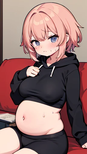 Shaggy Hair、work、Looks very painful、Small face、、Very embarrassed look、Big Breasts、Very impatient、Trembling、Sweating、Are pregnant、disease、abdomen、abdomen、Wearing a tight-fitting hoodie、Show only your belly、Lots of girls、Last month of pregnancy、１One navel、Si...