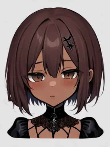 gothic girl brown skin sad ,