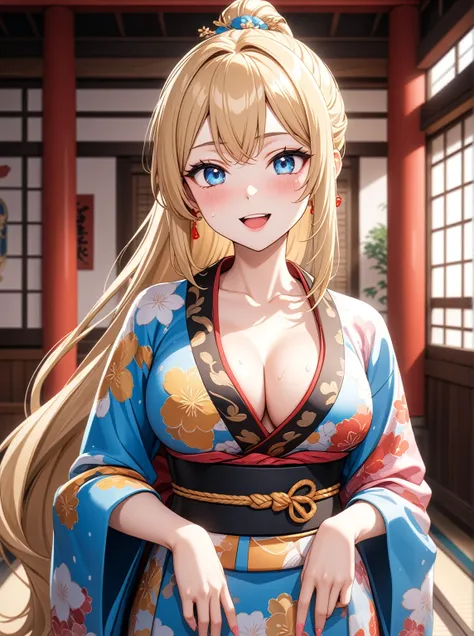 ((One woman)), Beautiful Face,Laughing embarrassedly,Blushing,Glossy Lips,Abstract, Japanese-style room in a temple, ((Anime style background)),masterpiece, highest quality, so beautiful, Absurd, up to date, Complex details, Pink long nails,AI-generated, C...