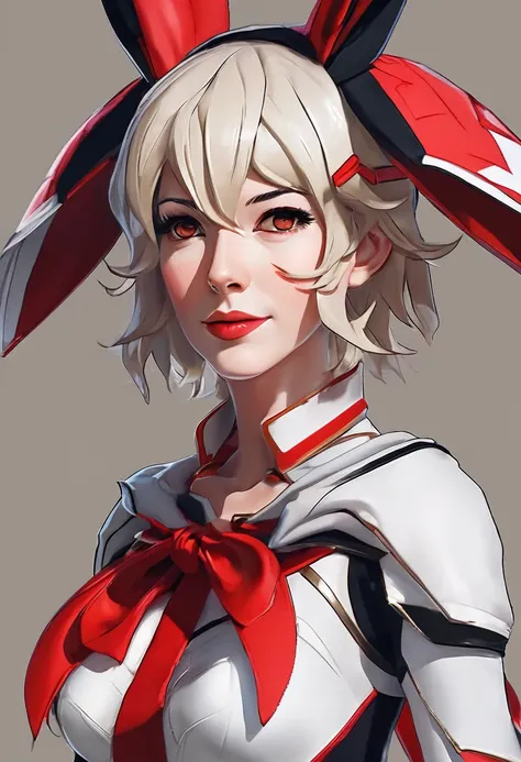 a cute cosplay woman, cate blanchett, wearing bunny ears, costumed as kill la kill ryuko matoi, full body shot, detailed face, beautiful detailed eyes, beautiful detailed lips, extremely detailed features, long eyelashes, dynamic pose, high quality, 8k, ph...