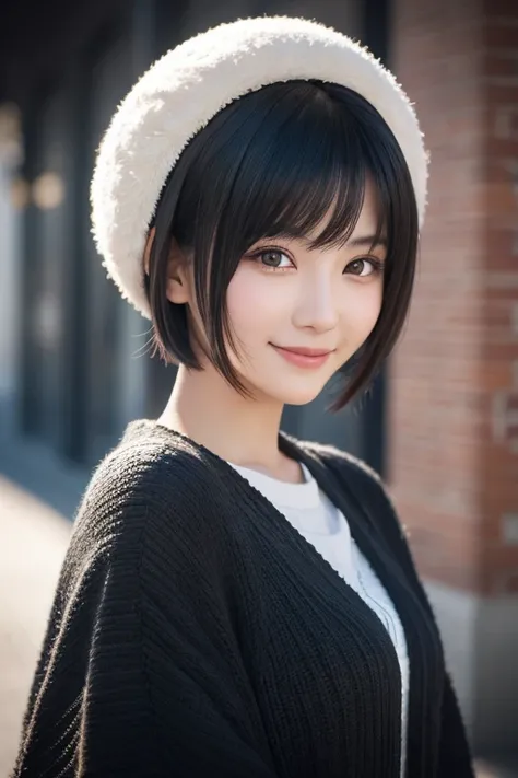 Beauty, black hair, short hair, anime, depth of field, UHD, masterpiece, best quality, high details, textured skin, ccurate, super detail,smile