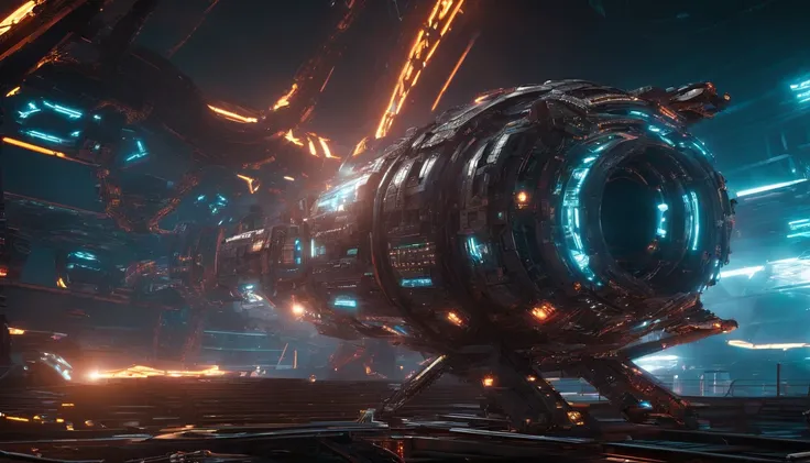 Ultra-detailed 16K wallpaper, space ships entangled in frenetic combat channeling Spielbergs most thrilling sci-fi spectacles, dynamic lighting accentuating metallic gleam and shadow interplay, cool cosmic shades juxtaposed against the luminosity of future...