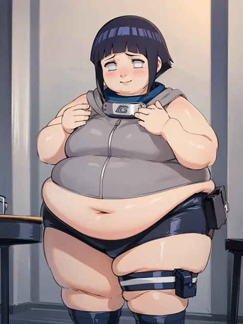 obese  hinata, [professional photo, studio lighting, HDR, UHD, 64K]cute girl, shy