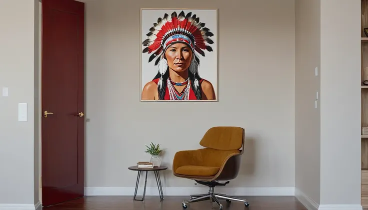 a modern home office setting with a realistic touch. in the left side of the image, a man wearing a red polo shirt is seated on ...