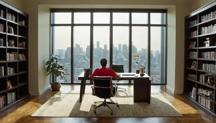 "Elegant Office Space with a Stunning Cityscape View"