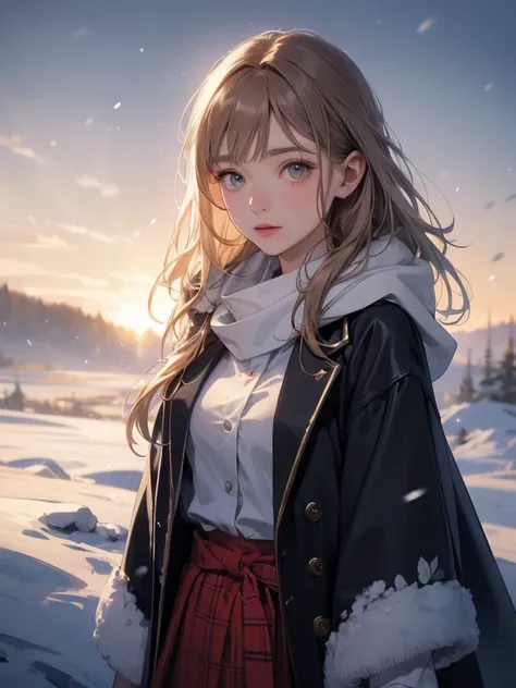 
Elania Haywind，Highest image quality，Outstanding details，Ultra-high resolution，（Honesty：1.4）, Attention to detail，Features，dawn，snow，winter，Behind is the wizard&#39;s sword，He has a delicate and beautiful face，（（Red and white semi-mechanical body：1.8）），Se...