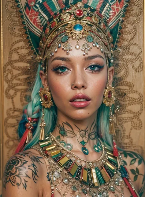 VISAGE DE La Cubaine Sandra Malek, 35 ans en couleur TATOUAGE TRIBAL