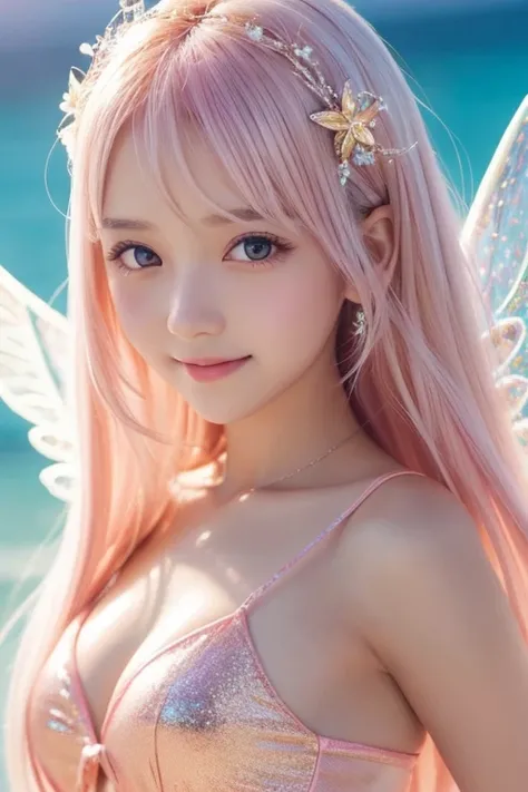 1angel,1 Fairy,2Women,10 years old,Smile,smile,Magic wand,noon,summer,Tropical,Light of the sun,Light background,cute,Princess Dress,clear,happiness,Thick Coating,Angel Wings,Fairy Wings,Silky shiny hair,Glossy Skin,Long Hair,Fairyland,Soft light,rainbow,d...