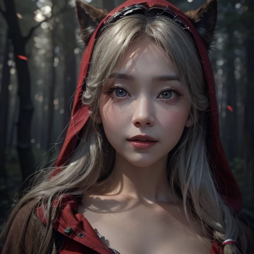 Standing in the forest、Hair flow、 ((highest quality、masterpiece、8k、Best image quality、Ultra-high resolution、Award-winning works)、(Accurate anatomy:1.1)、(Look at me and smile:1.1)、Shining fair skin with Ultra-high resolution、The most detailed face、Ultra-hig...