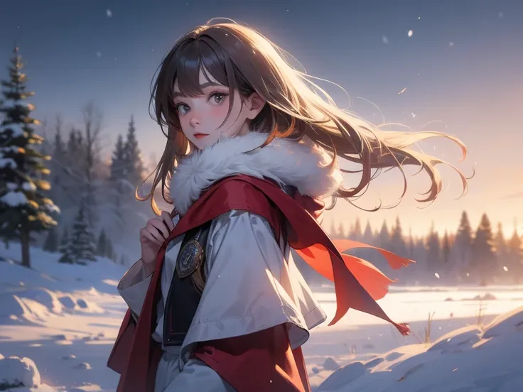 
Elania Haywind，Highest image quality，Outstanding details，Ultra-high resolution，（Honesty：1.4）, Attention to detail，Features，dawn，snow，winter，Behind is the wizard&#39;s sword，He has a delicate and beautiful face，（（Red and white semi-mechanical body：1.8）），Se...