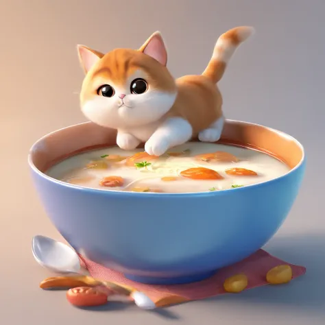 cute、Cat、Cat舌、Drink hot soup