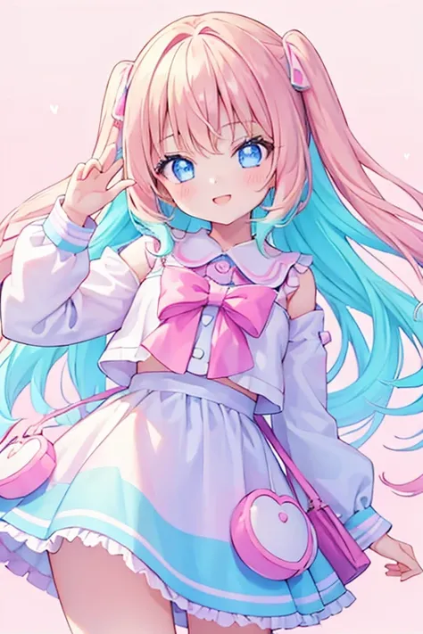 (One girl), Idol, close, Big eyes, cutetech, cute, cute, pastel colour, highest quality, Happy, A light smile, (Deep Background)