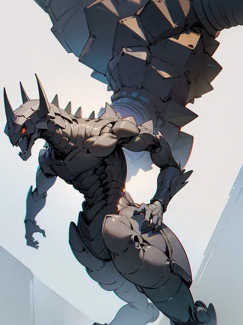 Humanoid stegosaurus as a male DC super villain