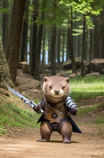 Otter in Armor，Holding a saber，Nice，