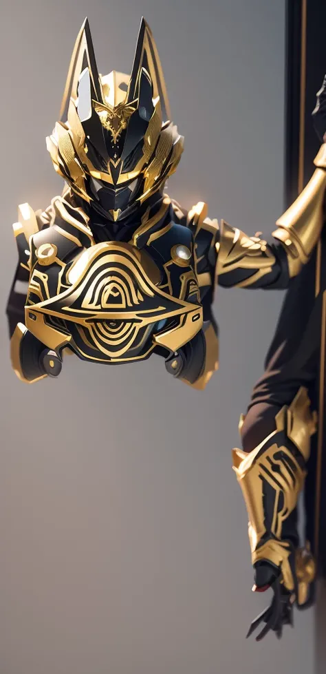 Color changes to black and gold，Some gold and black（Ensure its layering and armor texture，There are a lot of mechanical textures，Black as the main color，Gold as a secondary hue，Need to appear around the body）