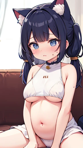 Cat ear、work、Looks very painful、Small face、adult、Very embarrassed look、((Big Breasts))、Very impatient、Trembling、Sweating、Are pregnant、disease、abdomen、abdomen、Wearing a dress、Show only your belly、Last month of pregnancy、１One navel、Sitting on the sofa、((破裂しそ...