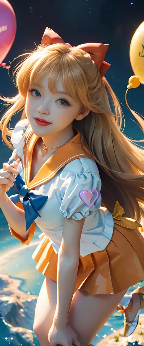 (masterpiece, best quality;1.3), very detailed CG, very detailed, 1 girl, alone,  laugh,  looking at viewer, stylish angle, blonde long hair,blue eyes,
sv1, Sailor Sensi Uniform, Orange skirt, elbow bag, tiara, Orange Sailor Color, red bow, Orange Choker, ...