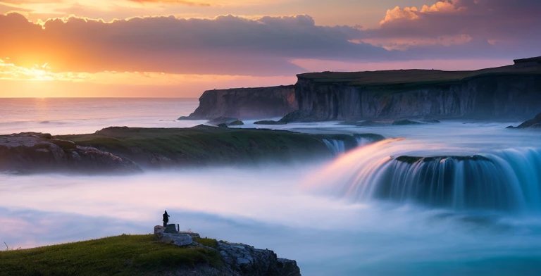 (Una vista wonderful:1.1),Sky full of clouds,Sacred and spiritual light,cliff,Gorgeous colors,Enchanting atmosphere,wonderful風景,majestic clouds,wonderful景色,ドラマチックなcliff,Unimaginable beauty,Heavenly brilliance,Dreamlike panorama,Calm and charming,Unforgetta...