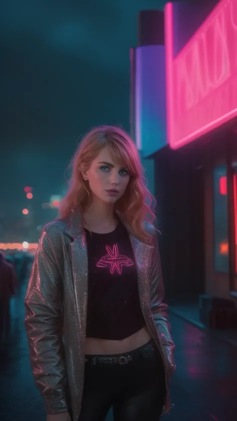 25 year old girl, (Kaley Cuoco:0.8), (Camilla Belle:0.9), (eugenie bouchard) fountain curled bangs, strawberry blonde hair, thin, skinny, cyberpunk outfit, standing outside a night club,(best quality,4k,8k,highres,masterpiece:1.2),ultra-detailed,(realistic...