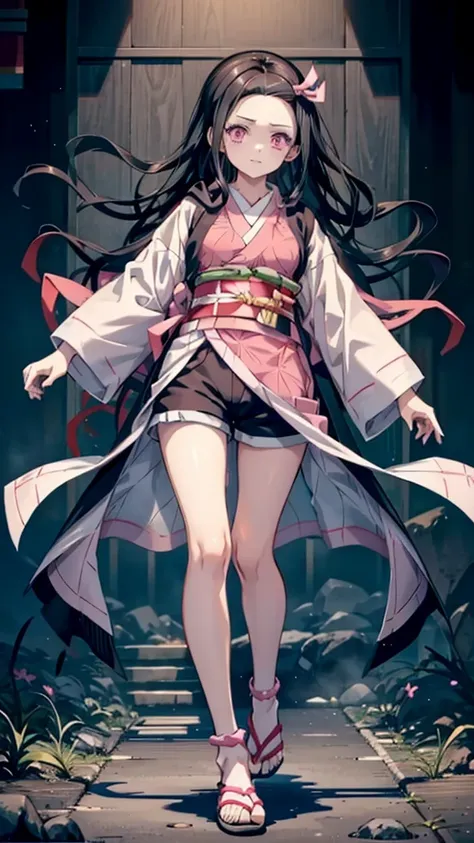 1girl, 1girl nezuko full body, nezuko kamado, nezuko kamado demon slayer, kamado nezuko, (anime: demon slayer), sexy, female bod...