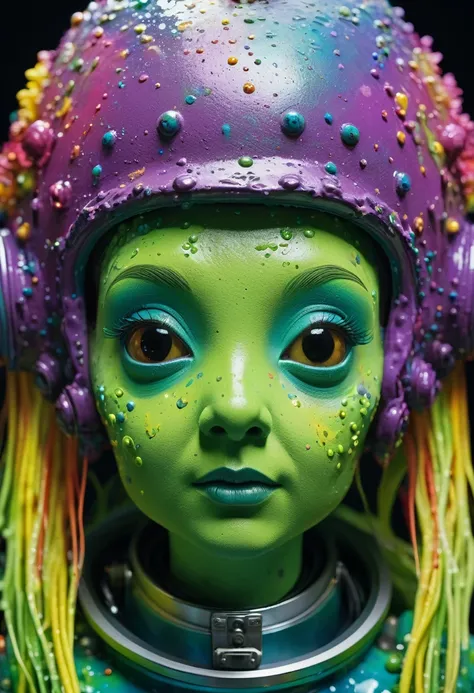 8K, ARTISTIC photogrAphy, best quAlity, mAsterpiece: 1.2), A (potrAit:1.2) Don Bluth Style  ASTRONAUT Cthulhu chrome Toon Doll, full body RAW candid cinema, lightgreen hair, 16mm, color graded portra 400 film, remarkable color, ultra realistic, sad admosph...