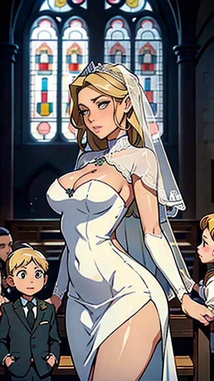 Photo of a hot and sexy tall busty BLONDE bride with a small son (Shota) having sex in a church , A nine-year-old boy penetrating and holding Bride grabbing her chest in the church , son penetrating her with his erection (agarrar) ((agarrar el pecho)), Sex...