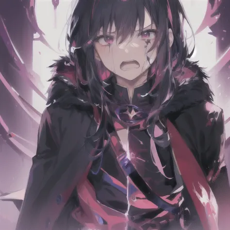 anime - style image of a soft featured young man with Black hair and a cape, badass anime 8 k, gapmoe yandere grimdark, portrait gapmoe yandere grimdark, shalltear bloodfallen, best anime 4k konachan wallpaper, yandere, gapmoe yandere, yandere intricate, z...