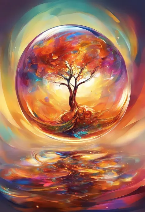 Earth trapped in a soap bubble，mysterious，Healing，Gentle light，Expression of abundance．