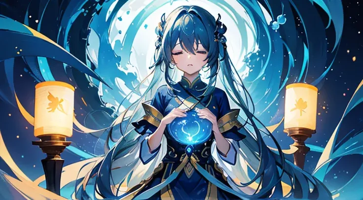 In the vastness of the universe，There is a quantum ocean of blue fireflies，In the center of the blue ocean，There is a huge white jade tree，The goddess girl in front of the tree closed her eyes。