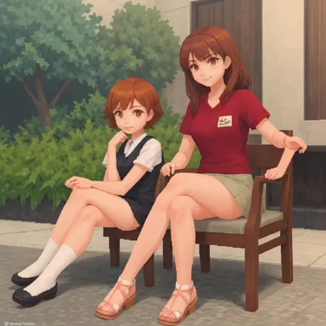 two girl sitting on chair, girls, playstationretrov2, lowpoly, ps1, pixelated