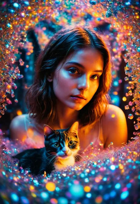 Girl with Cat, by Ryan McGinley and Brandon Woelfel, best quality, masterpiece, very aesthetic, perfect composition, intricate details, ultra-detailed