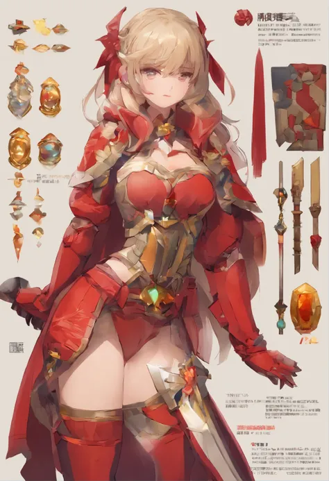 World Style，Armor Girl，Crystal material（3D Rendering Armor，refractive index：1.76 - 1.78，Albedo：0.03 - 0.05，ambient Light：Between 20-50，color：Dark Red, Medium saturation，Type of Light：ambient Light：1.2，Light source color：北極Light，Light源强度：Between 1 and 2，Lig...