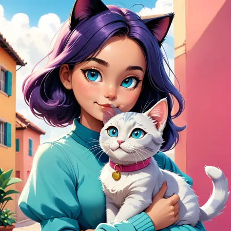 girl with cat