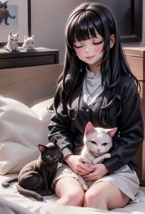 a cat sleeping on a girls lap