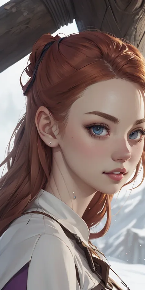 Personagem mulher estilo atompunk Fiona rainha Anna de Arendelle com marcas de guerras Imagem de desenho animado de uma mulher .Ilustra??o estilo desenho animado, estilo de arte dos desenhos animados, estilo de arte dos desenhos animados, digital illustrat...