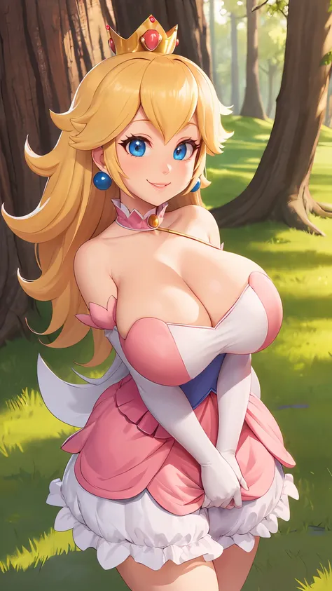 Big breasts, cute smile, princess peach