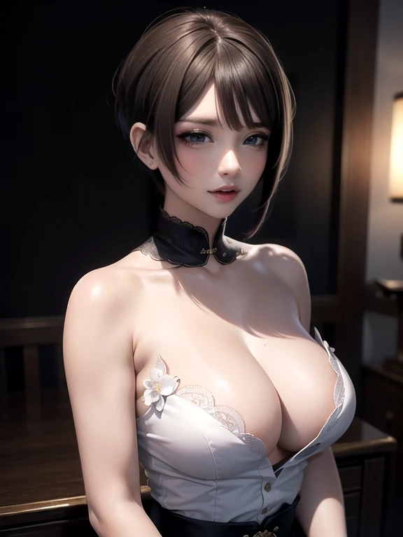 26 year old Japanese woman,(非常にdetailedな肌),Curvy,,Beautiful big ,(Very large breasts),Pale skin,Pointed Chest,Erect nipples,(Fantasy art,Best image quality,Hyperrealist portrait,(8k),Ultra-realistic,最high quality, high quality, High resolution, high qualit...