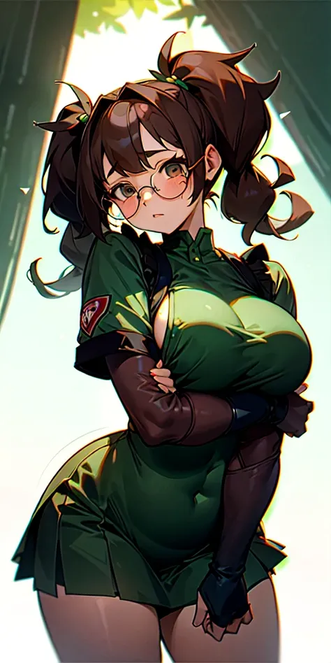 Favorite person, shy, pigtails, hairy, dark personality, 16 years old, shy, , glasses, high school girl, big breasts, sheer, girlfriend, Slightly chubby，1 girl，Young Face，bobhair，pigtails hair，green hair, Twin-tailed，Large upwards，softness，Soft skin，Brown ...