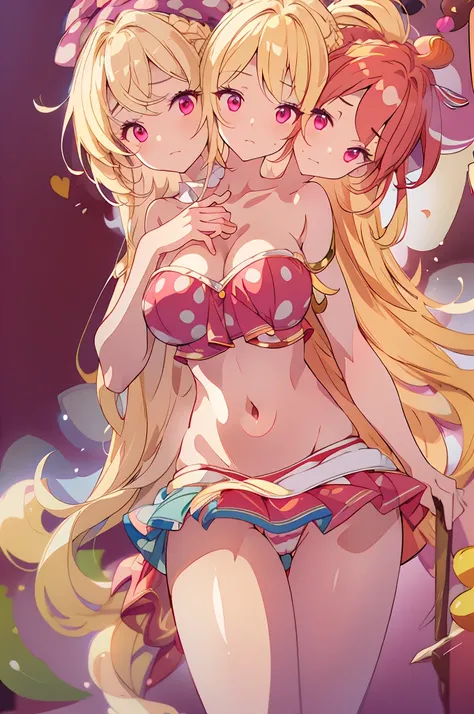 (masterpiece, best quality), best quality, (ultra-detailed), (3heads:1.5), 1girl, (ultra-detailed), (3heads:1.5), 1girl, (clownpiece:1.3), masterpiece, best quality, ultra quality, ultra resolution, ultra detail, red and blue top, crop top, ((stomach)), mi...