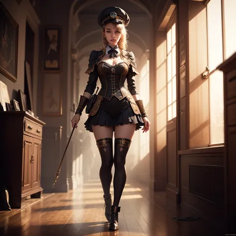 Imagine a steampunk girl, fullbody image, high definition, high quality, Cinematic lighting, detailed artistic photography, hipereallistic, beauty, simetric