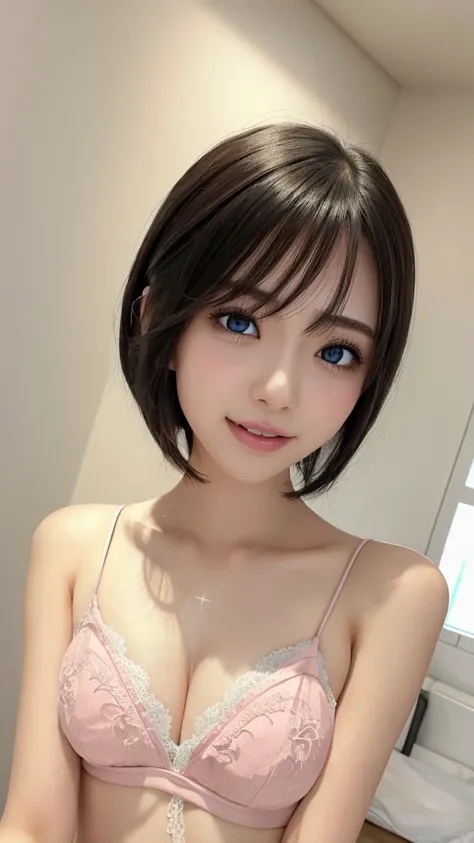 Cute detailed eyes, beautiful detailed lips, extremely detailed eyes and face, long eyelashes, 1 girl, beautiful ultra young japanese girl, slender, slim fit lace camisole, (short brunette hair), (Orgzum:2.0), (ecstasy:1.25), (Joy:1.5),(shame:1.5),(Masturb...