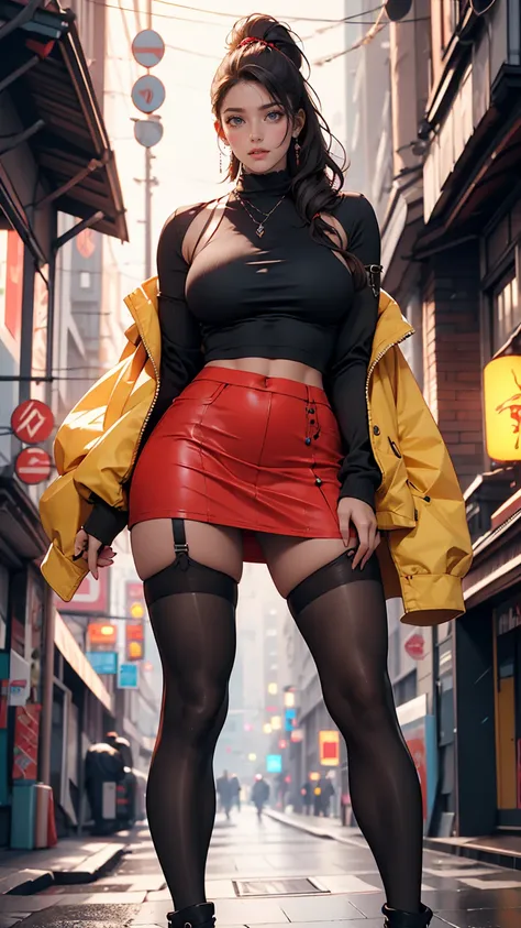 Unreal Engine:1.4, CG K Ultra Realistic, Realistic:1.4, Skin Texture:1.4, masterpiece:1.4, Beautiful woman in babydoll lingerie and red hot pants, Special Cyberpunk Style, CG and Realistic image, ultra-detailed Skin Texture. A masterpiece creation of a wom...