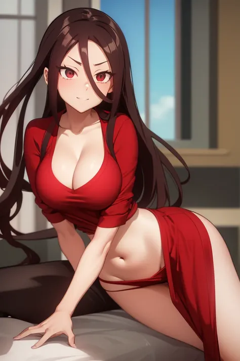 Yaomomo (from My hero academia), sexy red clothes, open clothesline,super large breast