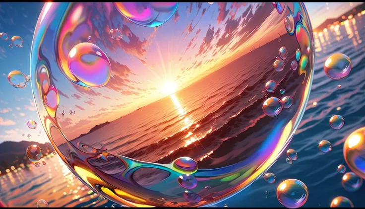 (many beautiful bubbles:1.6), BREAK ,background(golden hour,very beautiful red sea((red:1,5))), BREAK ,quality(8k,wallpaper of extremely detailed CG unit, ​masterpiece,hight resolution,top-quality,top-quality real texture skin,hyper realisitic,increase the...