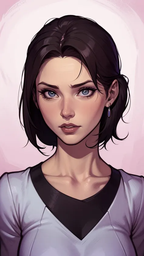 um desenho de uma mulher com uma e cabelo preto, estilo de arte de charlie bowater, arte do personagem charlie bowater, drawn in...