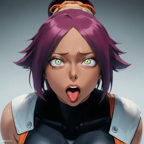 (8k, masterpiece, bestquality:1.4), yoruichi, break (head shot, ahegao:1.4)