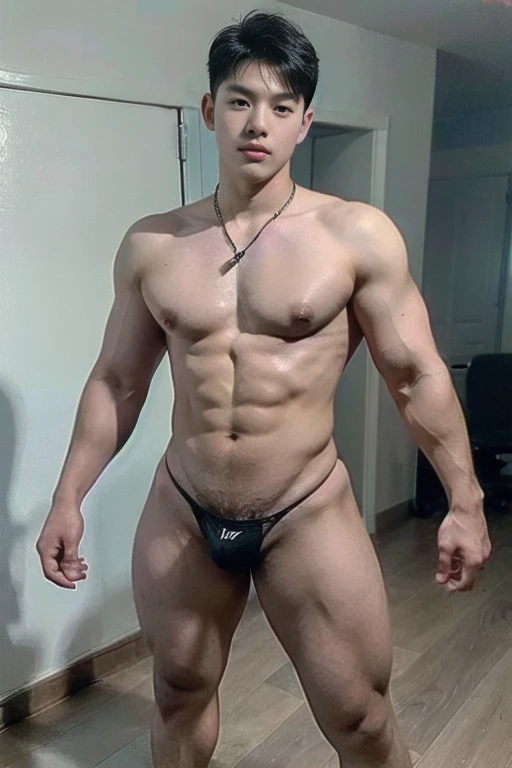 ((Handsome korean boy)) ,  tall boy , 20years old boy from Shanxi, ((full length shot(fls))) , ((wearing sexy micro string thong))  ,sexy , nsfw , topless, ultra realistic ,  ultra photorealism , (only boy. , only male) , looking at viewer, ((unrealistic w...