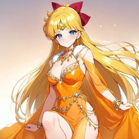 ((highest quality)), ((masterpiece)), (detailed), （perfect face）、the woman is sailor venus and has long blonde hair.、a gorgeous ...